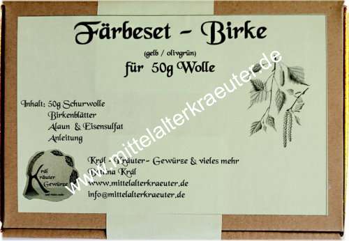 Färbeset Wolle - Birkenblätter + Eisen - gelb / oliv - zum Schließen ins Bild klicken