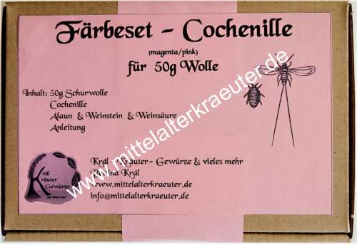 Färbeset Wolle - Cochenilleschildlaus - magenta / pink - zum Schließen ins Bild klicken